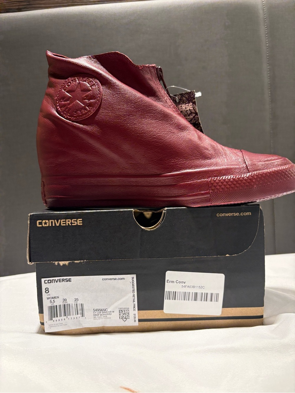 Converse Men's High-Top Leather Sneakers in Burgundy